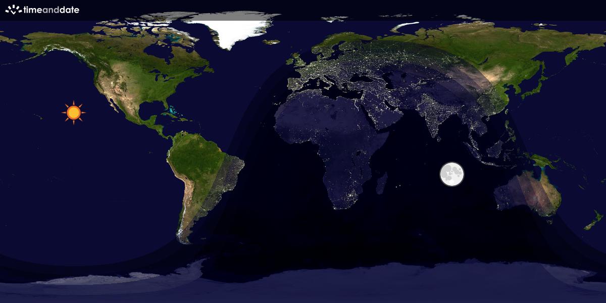 Verdenskart som viser dag og natt 