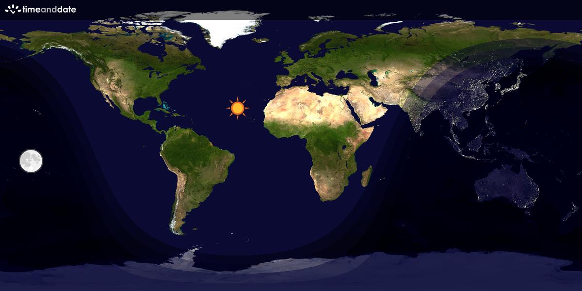 Verdenskart som viser dag og natt 