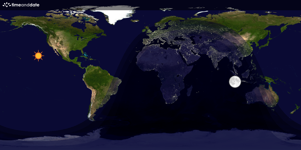 Verdenskart som viser dag og natt 
