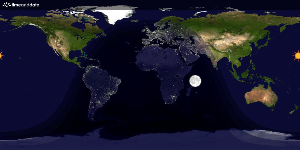 Verdenskart som viser dag og natt 