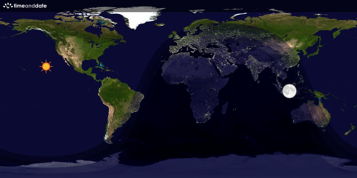 Verdenskart som viser dag og natt 