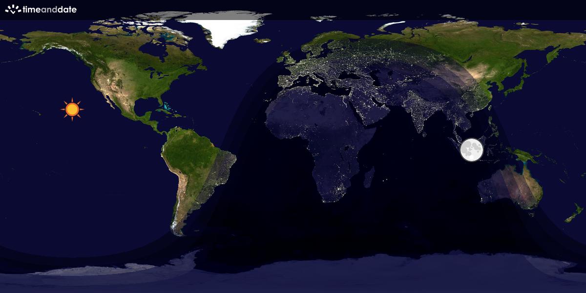 Verdenskart som viser dag og natt 