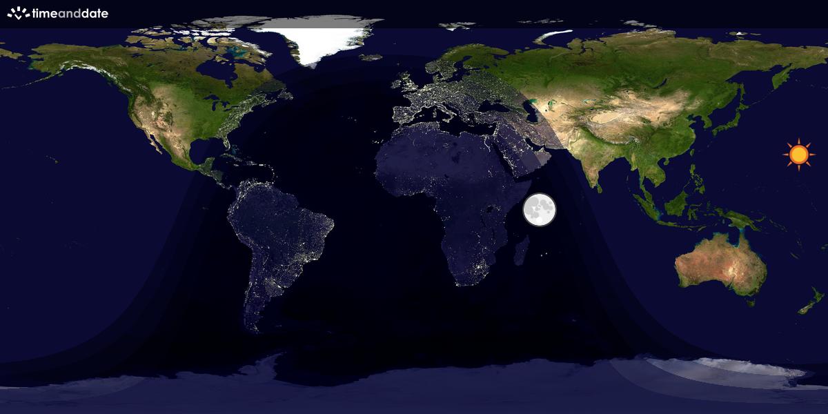 Verdenskart som viser dag og natt 