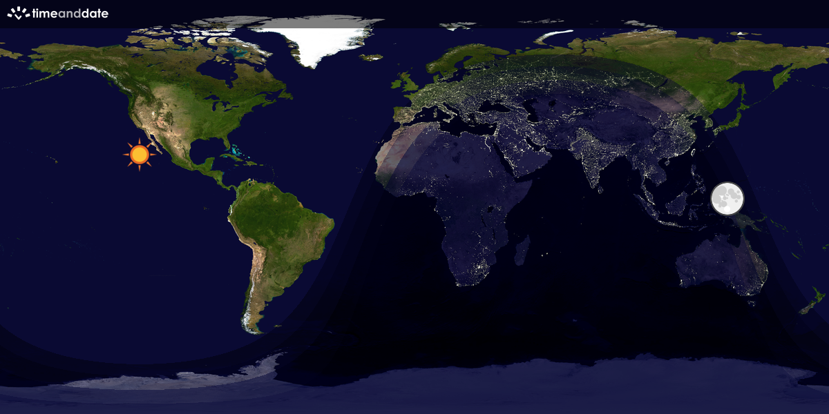 Verdenskart som viser dag og natt 