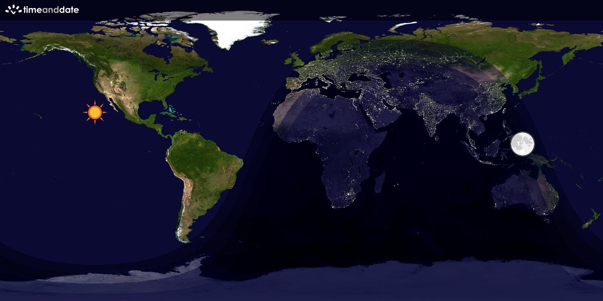 Verdenskart som viser dag og natt 