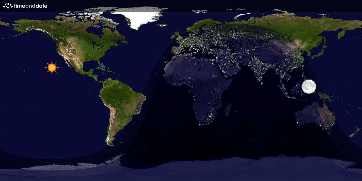 Verdenskart som viser dag og natt 