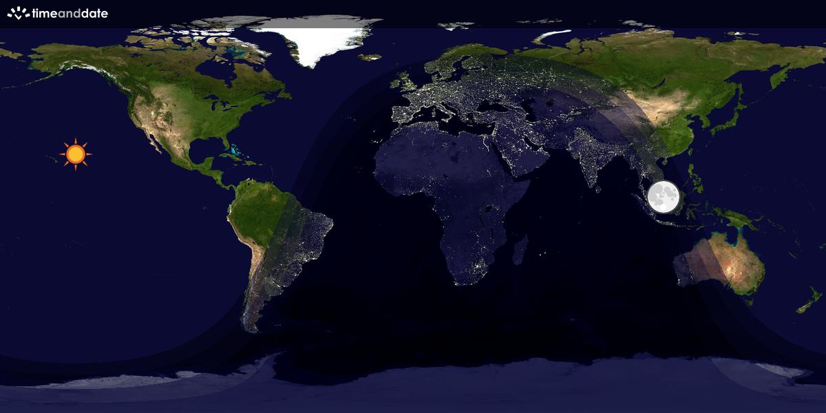 Verdenskart som viser dag og natt 