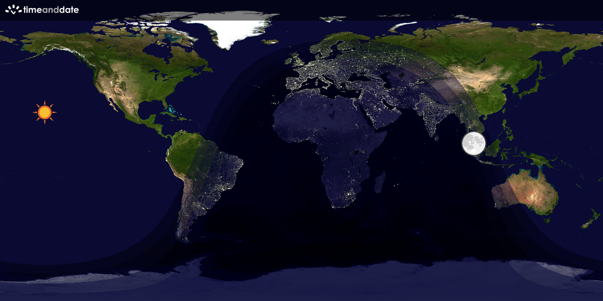 Verdenskart som viser dag og natt 