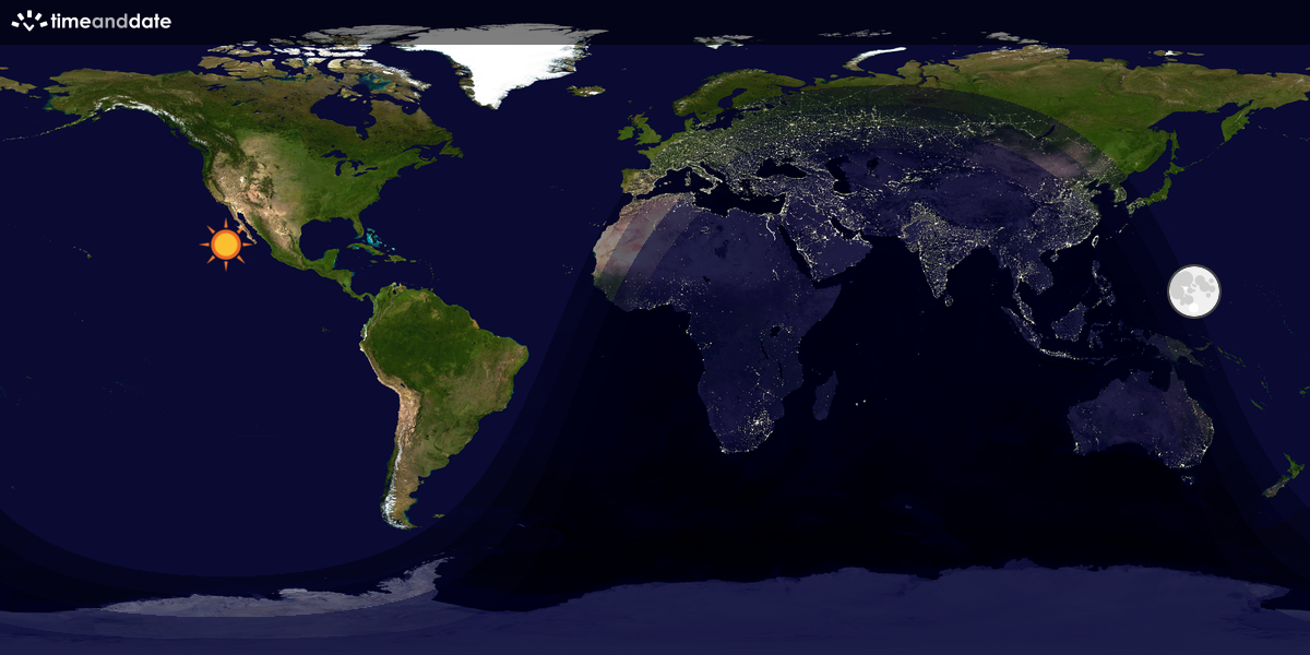 Verdenskart som viser dag og natt 