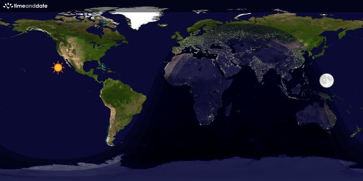 Verdenskart som viser dag og natt 