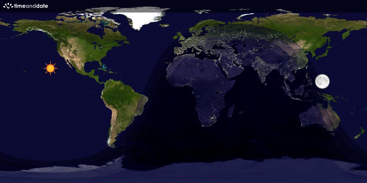 Verdenskart som viser dag og natt 