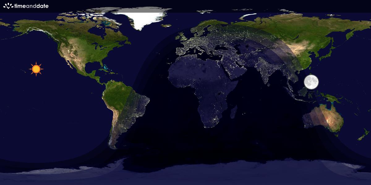 Verdenskart som viser dag og natt 