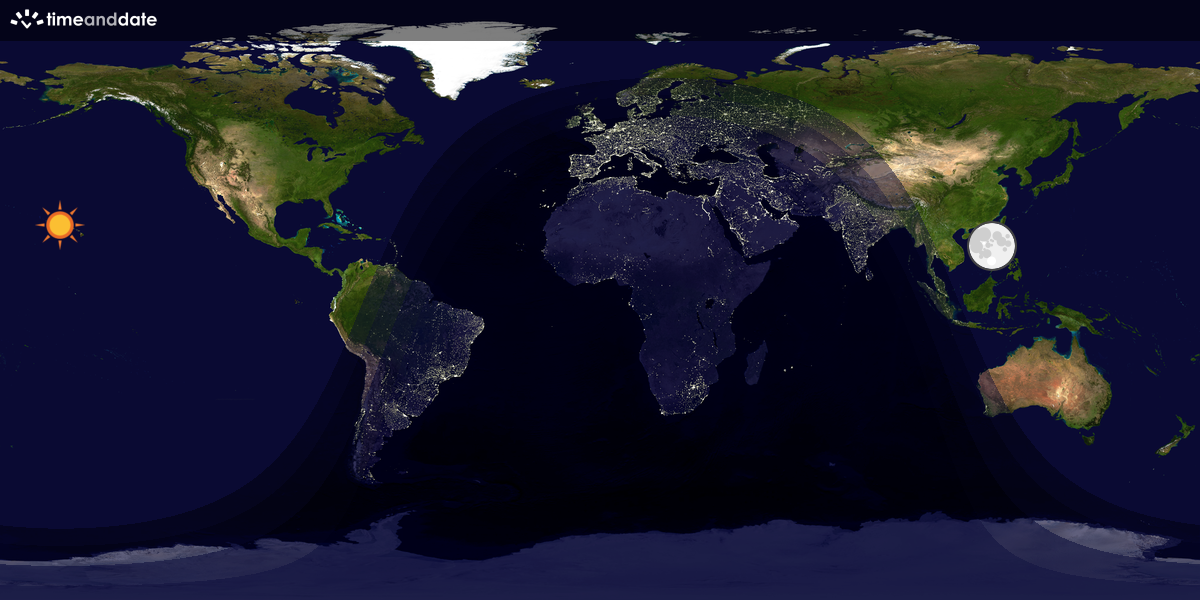 Verdenskart som viser dag og natt 