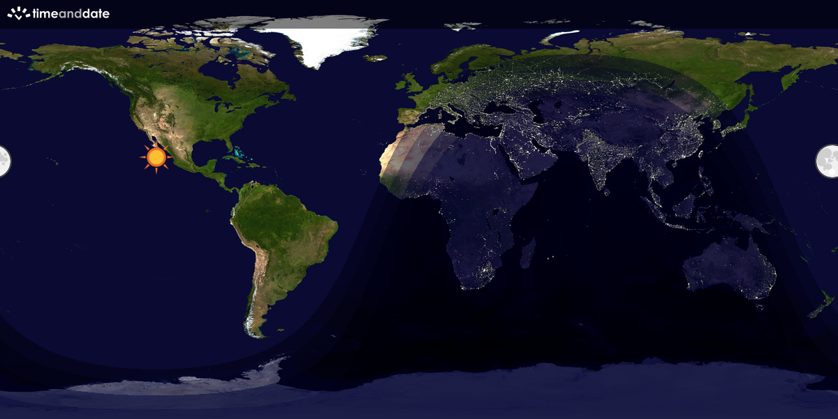 Verdenskart som viser dag og natt 