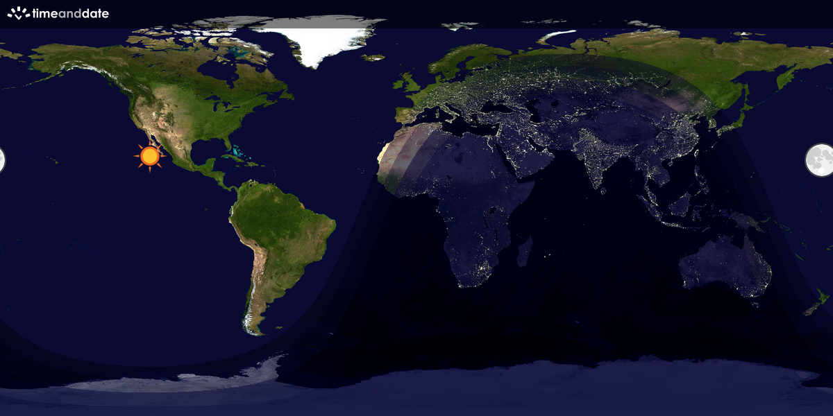 Verdenskart som viser dag og natt 