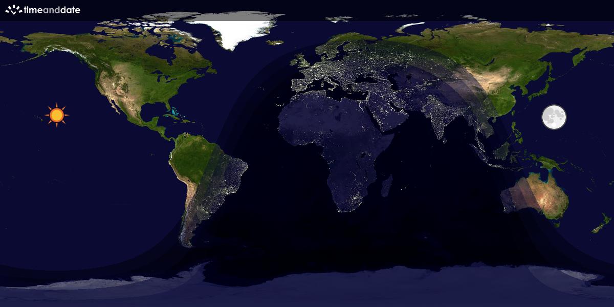 Verdenskart som viser dag og natt 