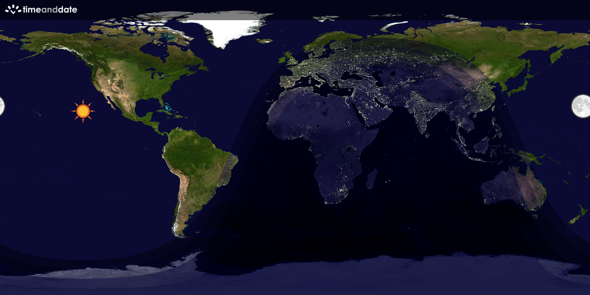 Verdenskart som viser dag og natt 