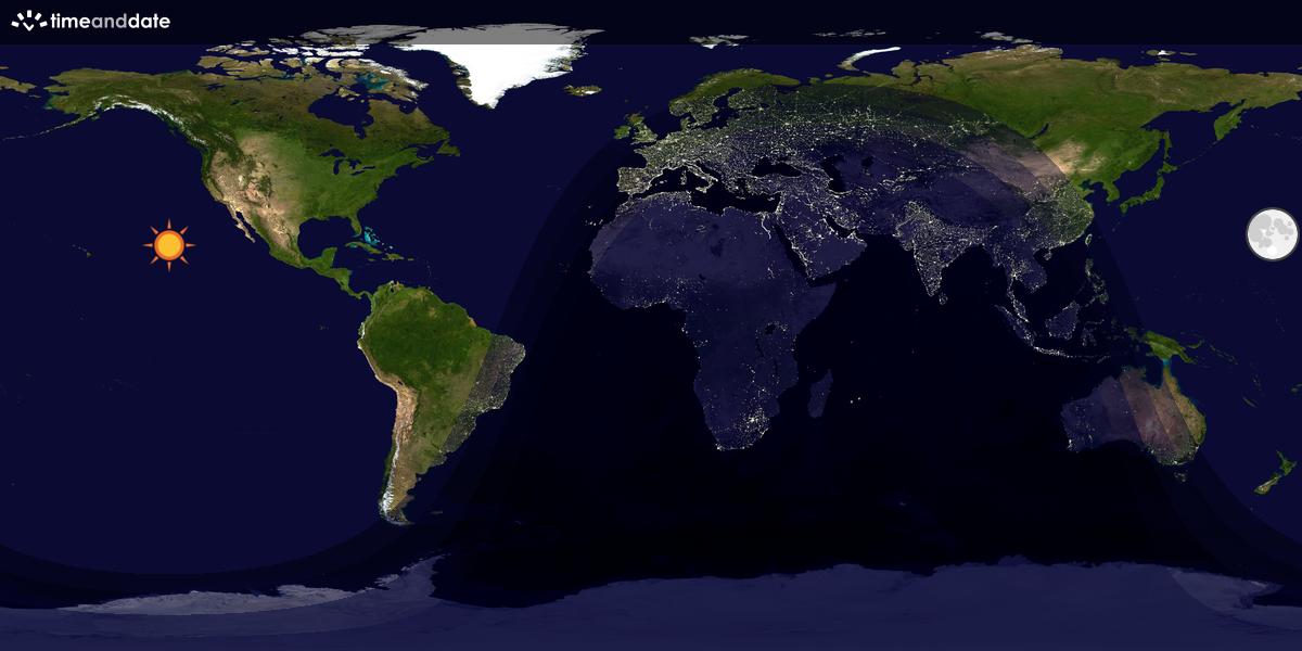 Verdenskart som viser dag og natt 