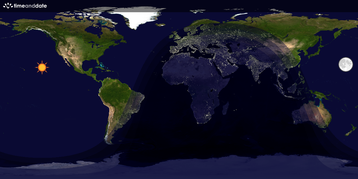 Verdenskart som viser dag og natt 