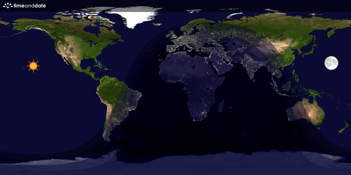 Verdenskart som viser dag og natt 