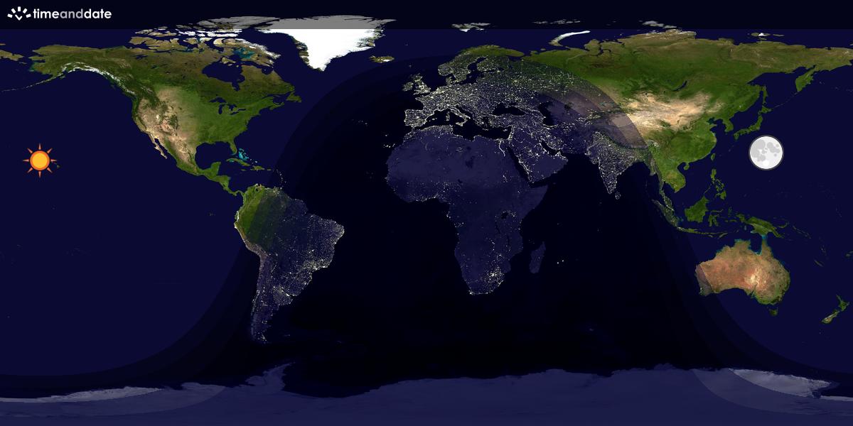 Verdenskart som viser dag og natt 