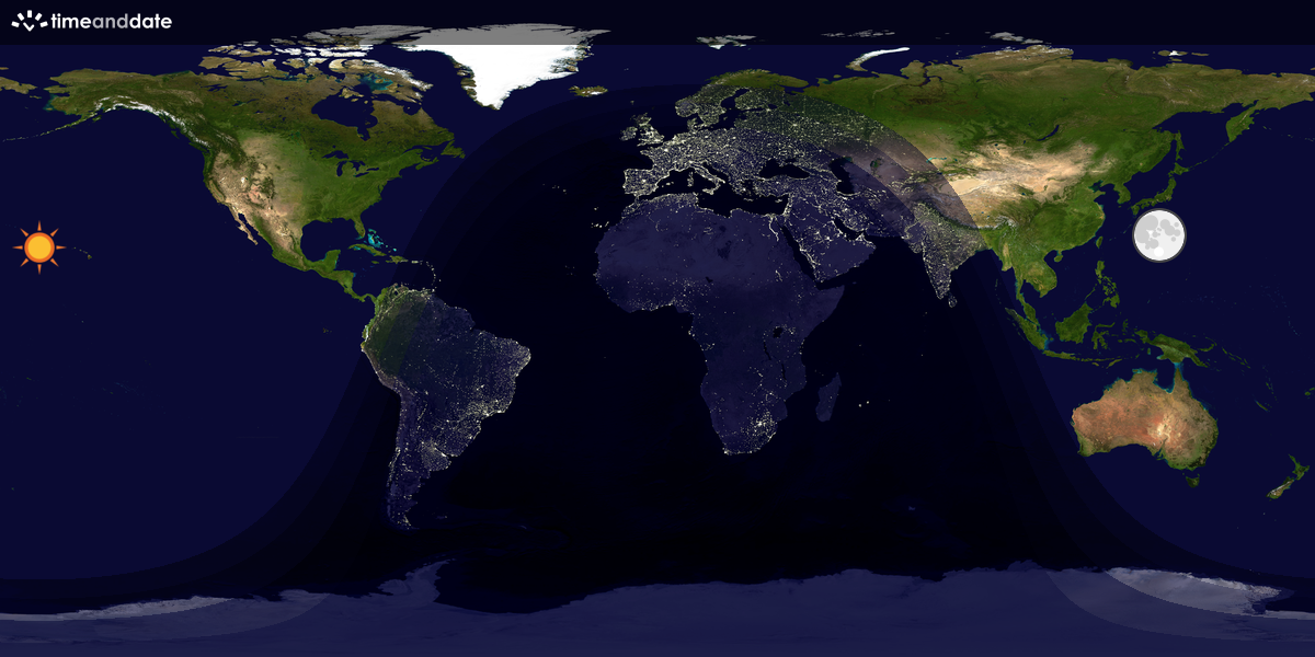 Verdenskart som viser dag og natt 
