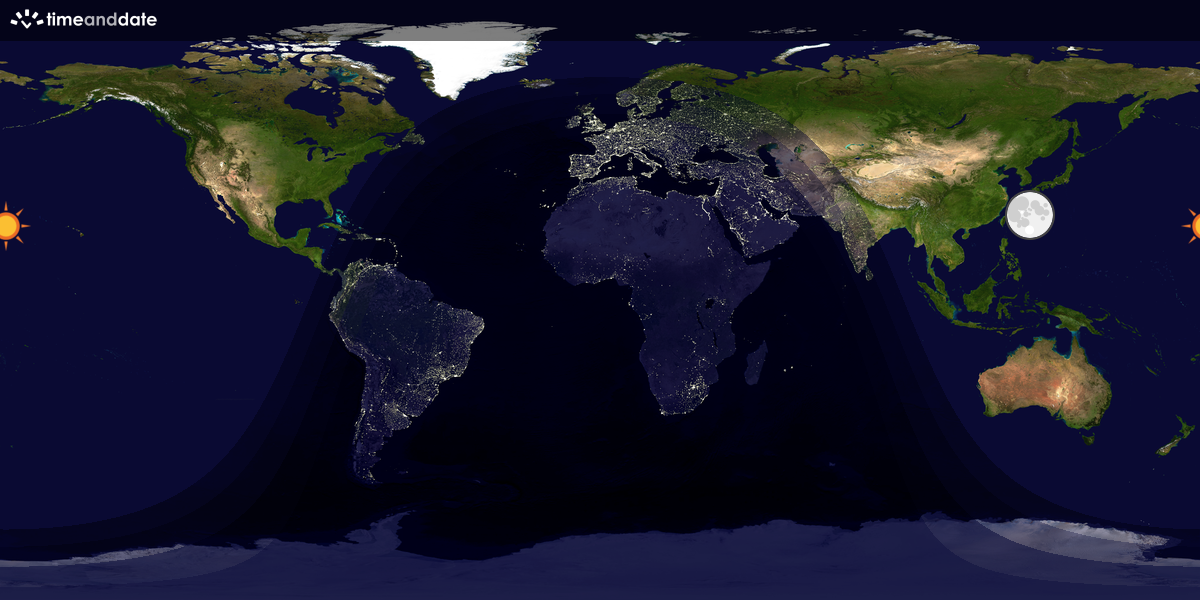 Verdenskart som viser dag og natt 