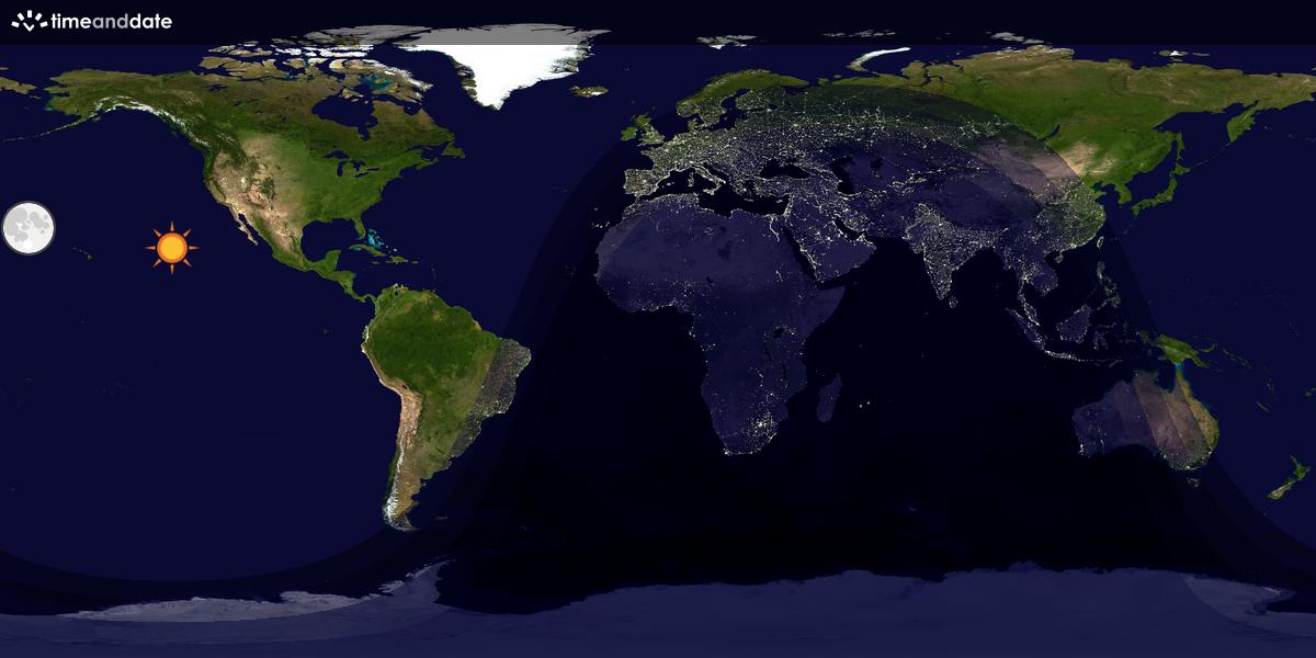 Verdenskart som viser dag og natt 