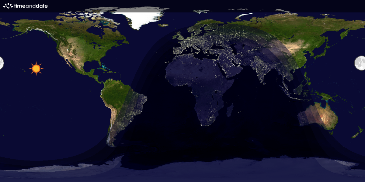 Verdenskart som viser dag og natt 