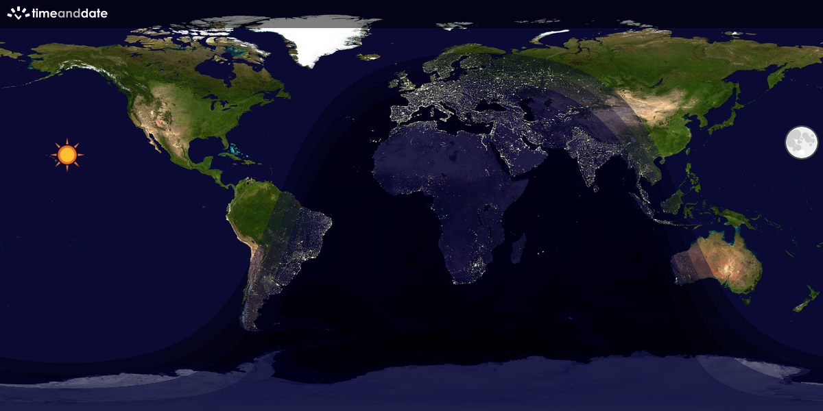 Verdenskart som viser dag og natt 