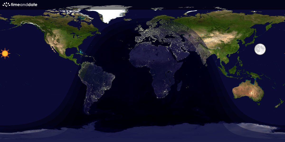 Verdenskart som viser dag og natt 
