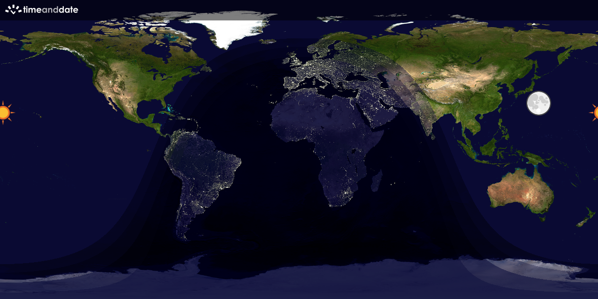 Verdenskart som viser dag og natt 