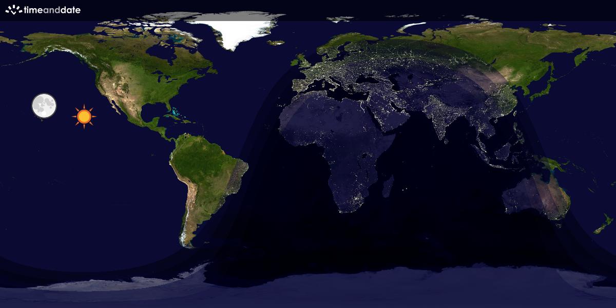 Verdenskart som viser dag og natt 