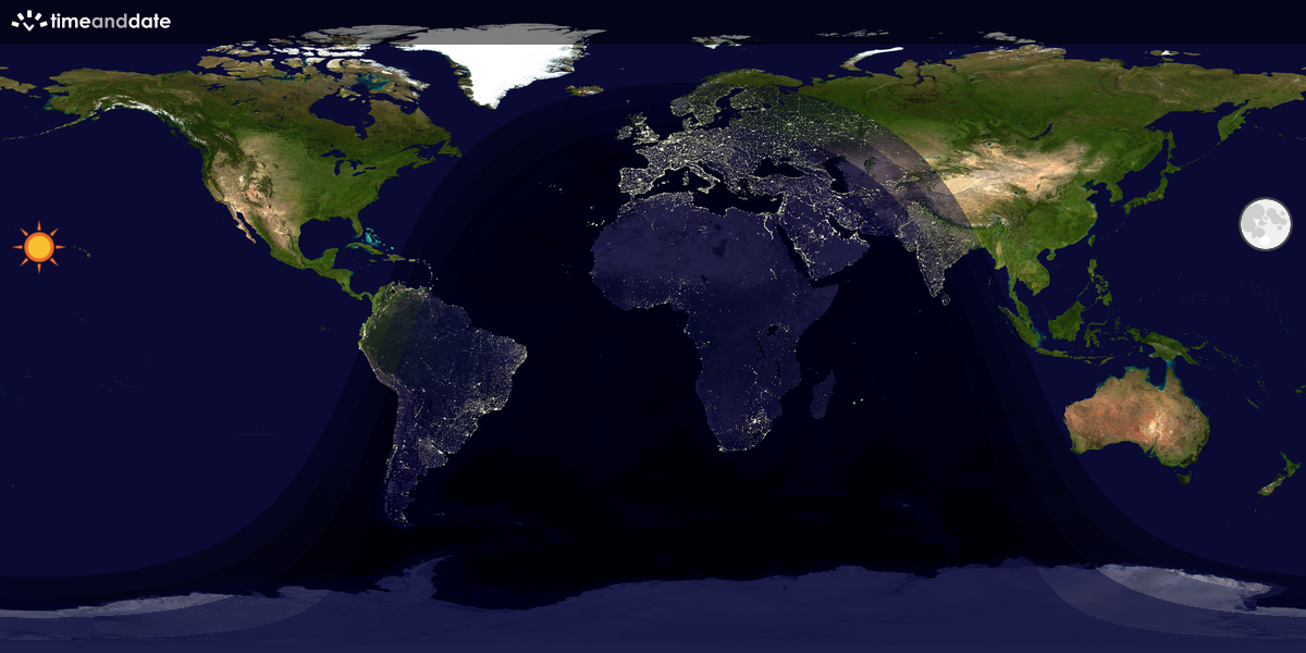 Verdenskart som viser dag og natt 
