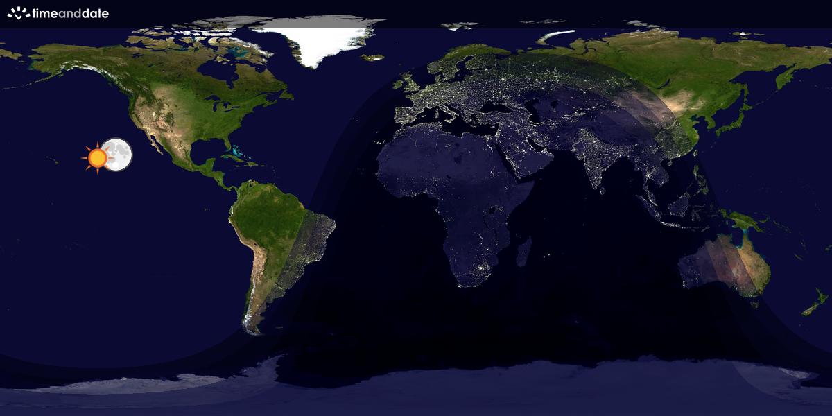 Verdenskart som viser dag og natt 