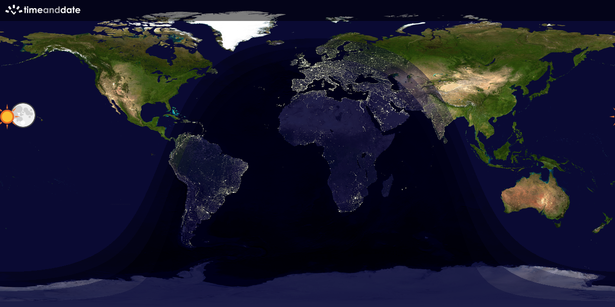 Verdenskart som viser dag og natt 