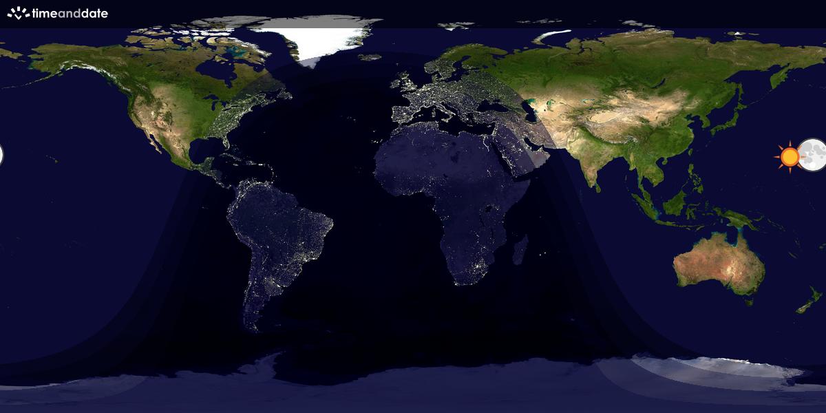 Verdenskart som viser dag og natt 