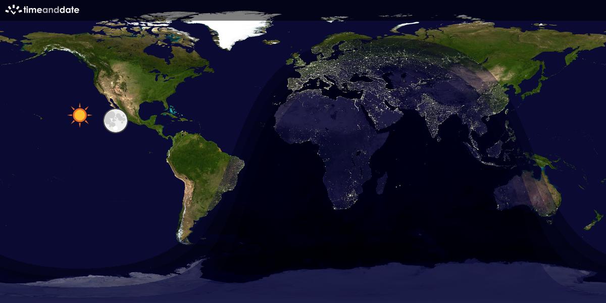 Verdenskart som viser dag og natt 