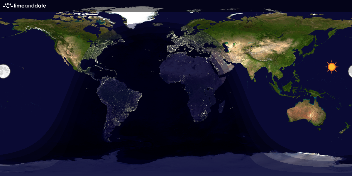 Verdenskart som viser dag og natt 