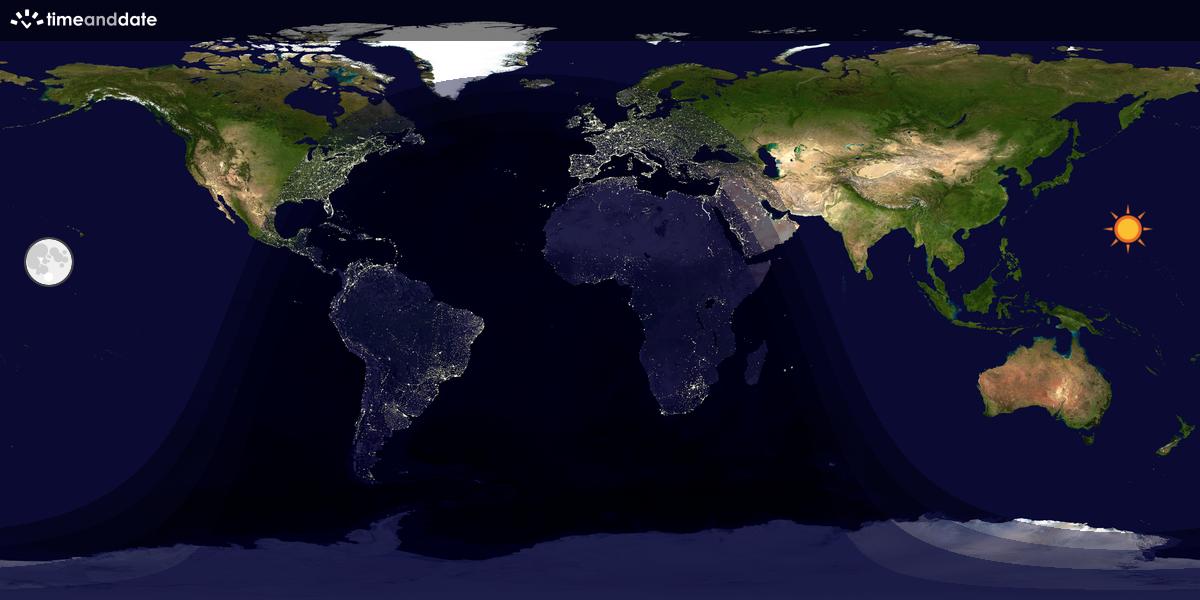 Verdenskart som viser dag og natt 