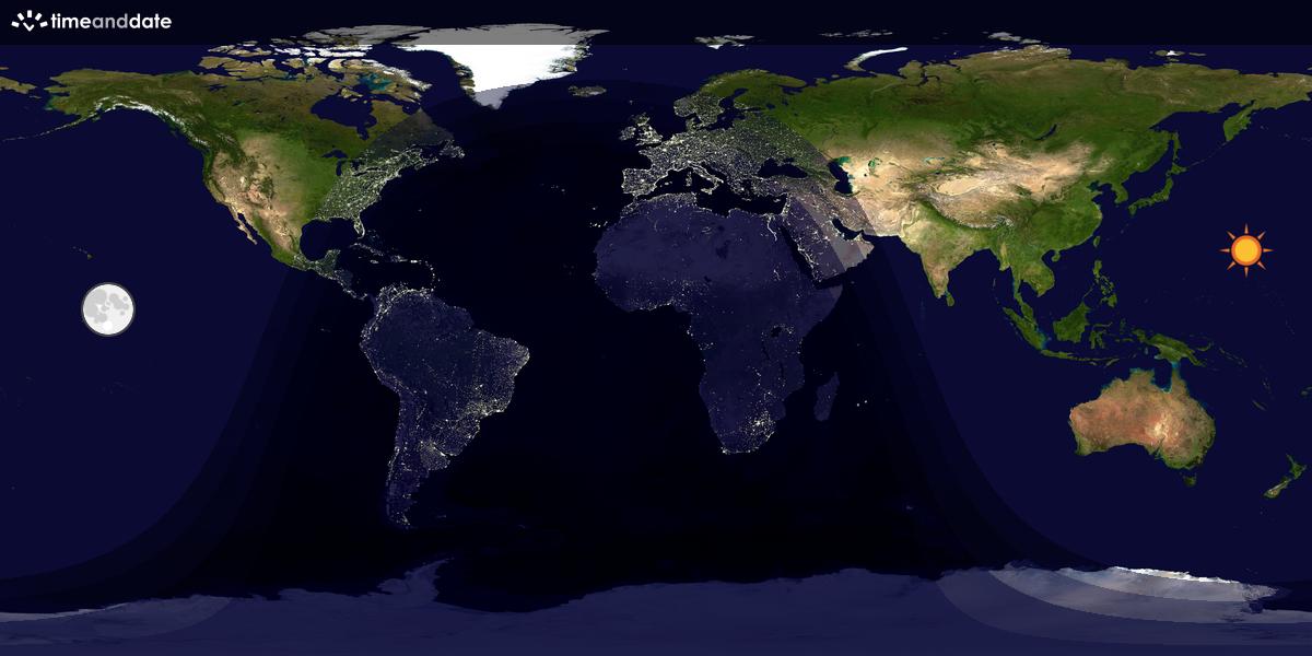 Verdenskart som viser dag og natt 