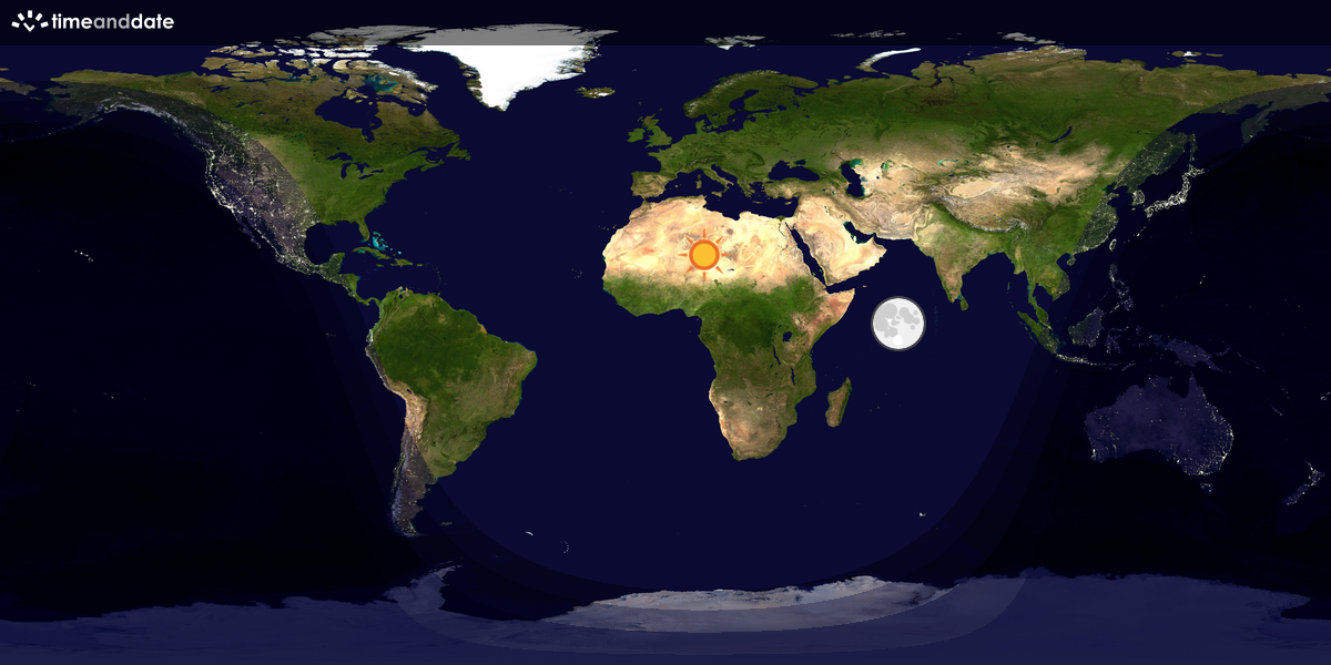 Verdenskart som viser dag og natt 