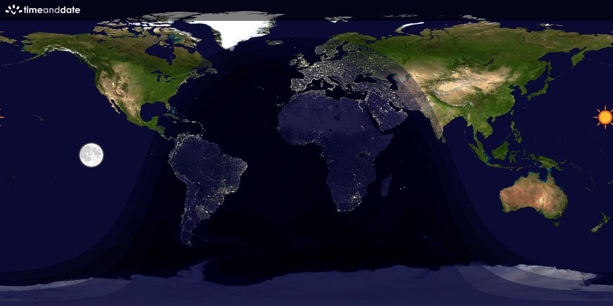 Verdenskart som viser dag og natt 