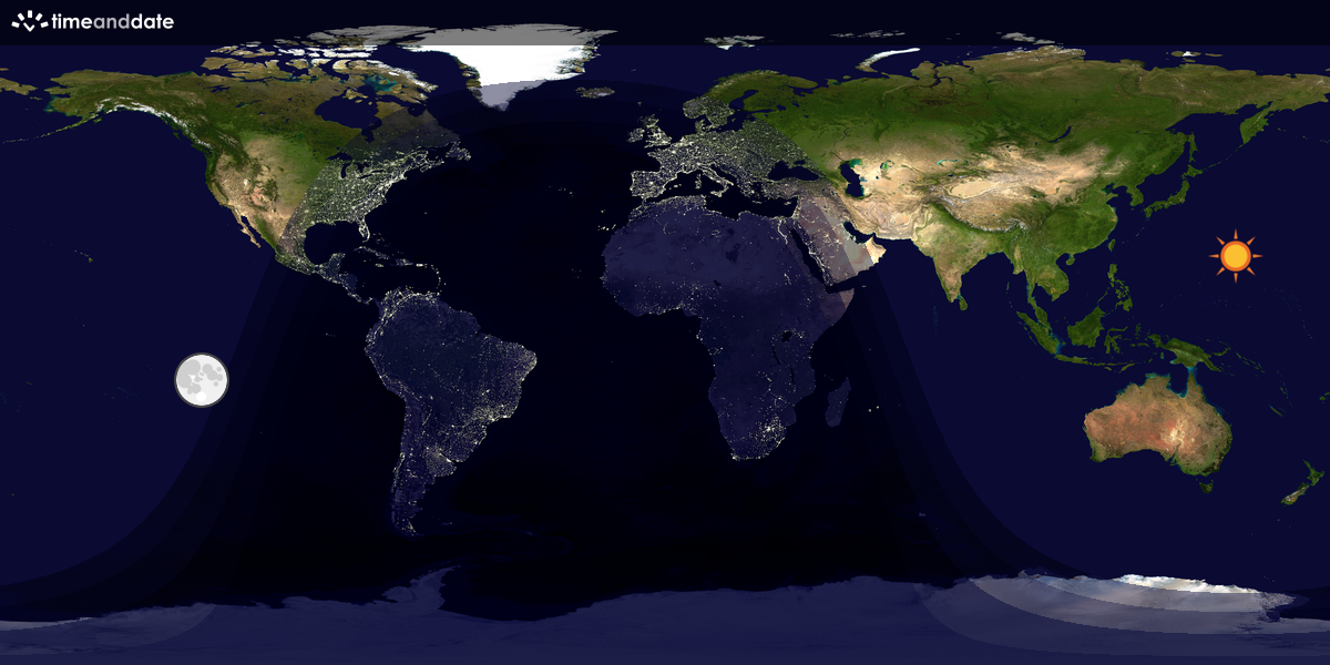 Verdenskart som viser dag og natt 