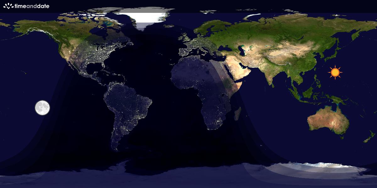 Verdenskart som viser dag og natt 