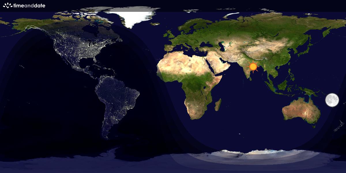 Verdenskart som viser dag og natt 