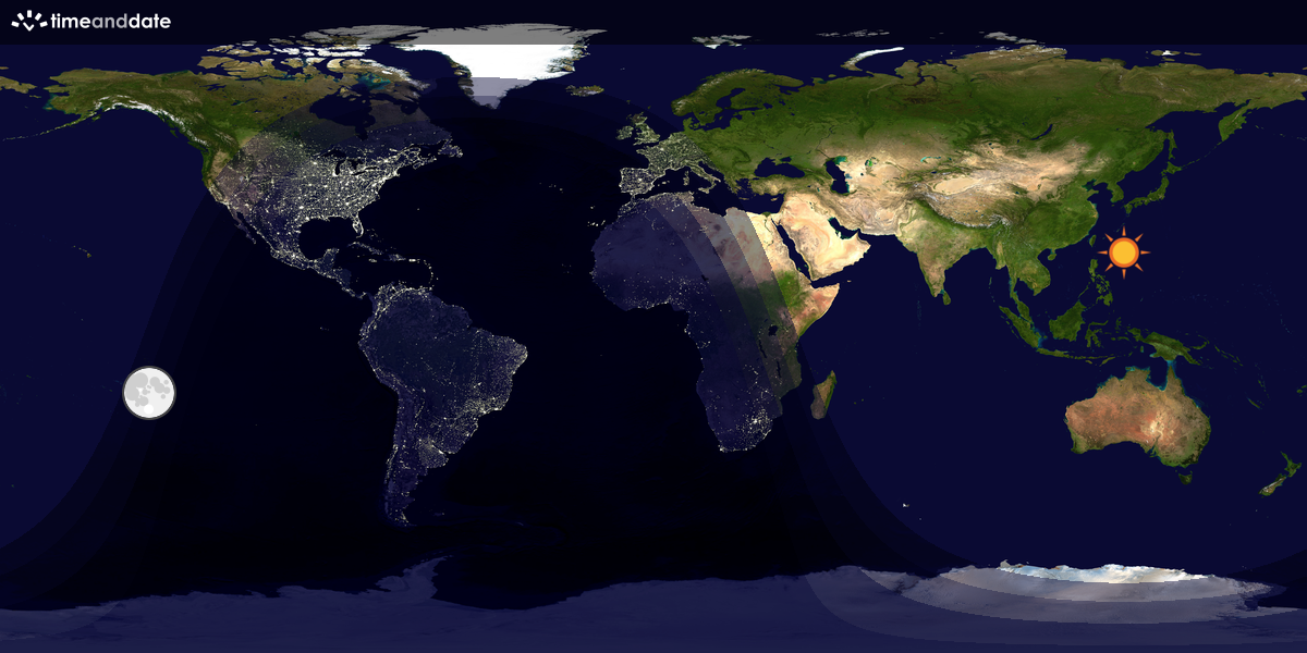 Verdenskart som viser dag og natt 