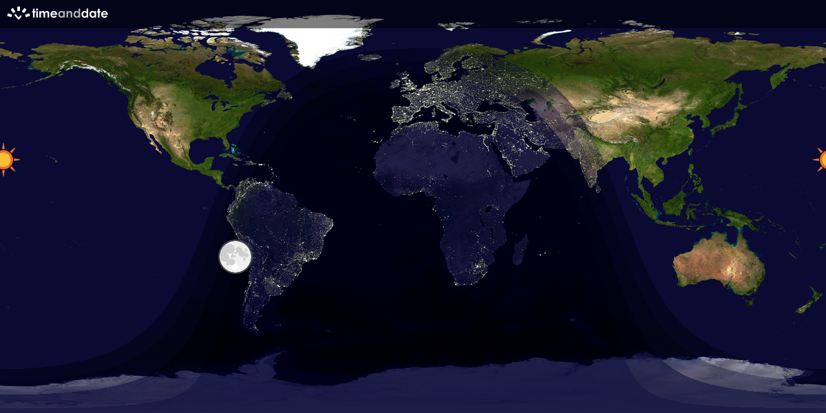 Verdenskart som viser dag og natt 