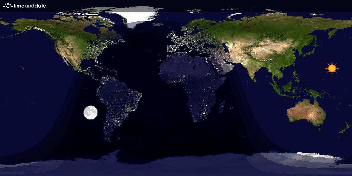 Verdenskart som viser dag og natt 