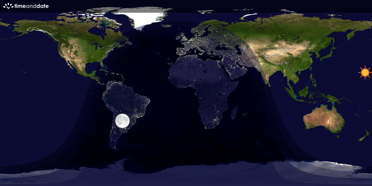 Verdenskart som viser dag og natt 